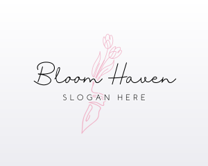 Flower Pen Calligraphy logo design