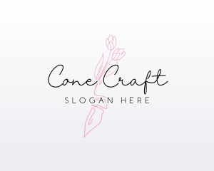 Flower Pen Calligraphy logo design