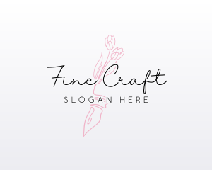 Flower Pen Calligraphy logo design