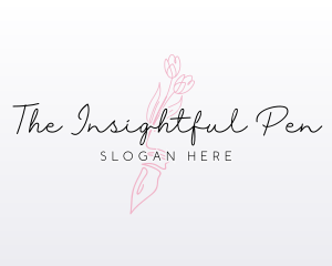 Flower Pen Calligraphy logo design