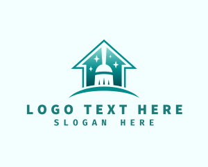 Cleaning - House Broom Sweep Cleaning logo design