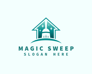 House Broom Sweep Cleaning logo design