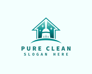 House Broom Sweep Cleaning logo design