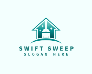 House Broom Sweep Cleaning logo design