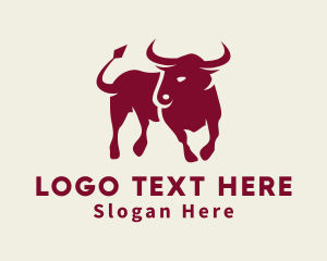 Cow - Red Wild Bull logo design