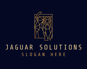 Jaguar - Geometric Golden Tiger logo design