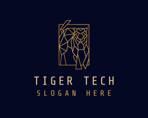 Tiger - Geometric Golden Tiger logo design