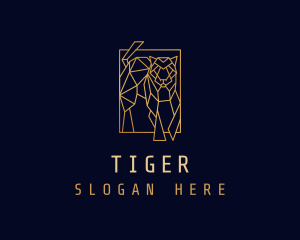 Geometric Golden Tiger logo design