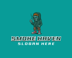 Smoking - Hood Skull Smoking logo design