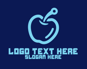 Grocery Shop - Digital Blue Apple logo design