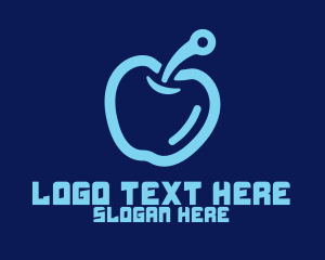 Fruit - Digital Blue Apple logo design