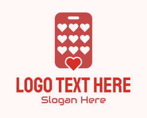 Mobile - Phone Dating App Hearts logo design