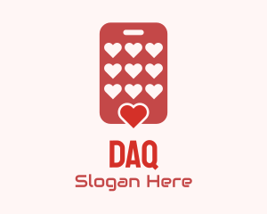 Romantic - Phone Dating App Hearts logo design