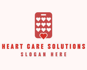 Phone Dating App Hearts logo design