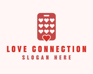 Phone Dating App Hearts logo design