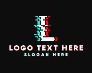 Hacker - Technology Glitch Letter L logo design