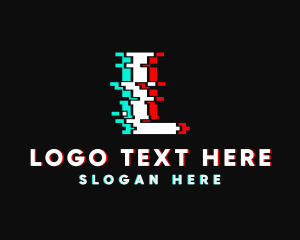 Technology Glitch Letter L Logo