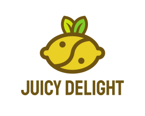 Juicy - Yin Yang Lemon Fruit logo design