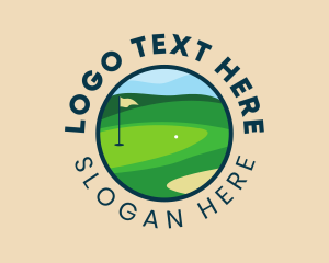 Golf Flag - Golf Course Badge logo design