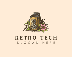 Video Camera Floral logo design