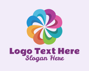 Venn Diagram - Colorful Flower Pinwheel logo design