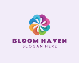 Colorful Flower Pinwheel logo design