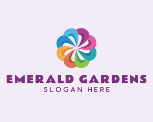 Colorful Flower Pinwheel logo design