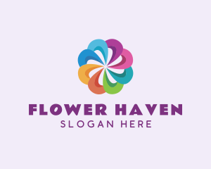 Colorful Flower Pinwheel logo design