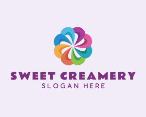 Colorful Flower Pinwheel logo design