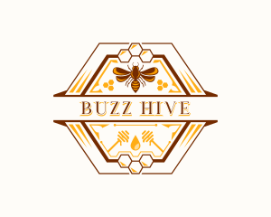 Natural Bee Wasp Honeycomb logo design