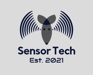 Sensor - Abstract Bat Sound Wave logo design