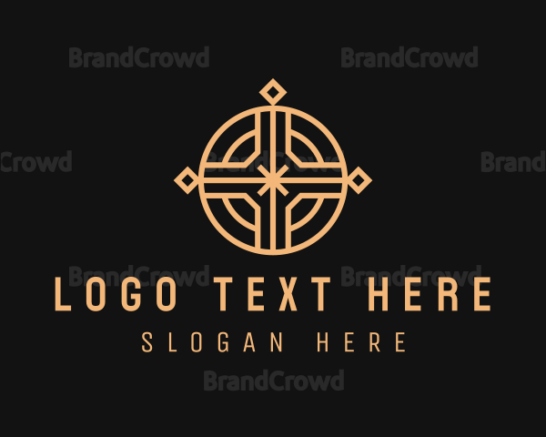 Golden Religious Cross Logo