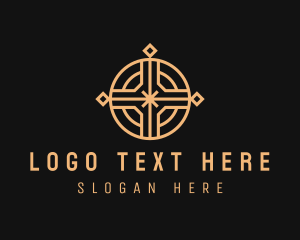 Preacher - Golden Religious Cross logo design