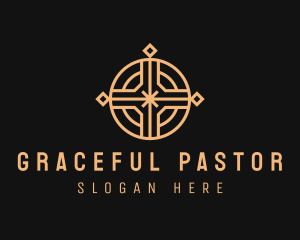 Pastor - Golden Religious Cross logo design