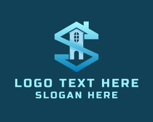 Village - Blue Hexagon Letter S logo design