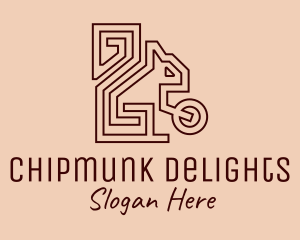 Chipmunk - Brown Squirrel Line Art logo design
