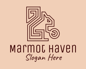 Marmot - Brown Squirrel Line Art logo design