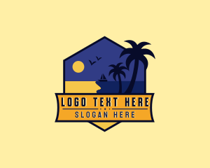 Palm Tree - Ocean Boat Island logo design