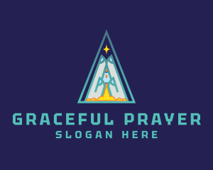 Praying Hand Rocket logo design