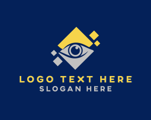 Lens - Diamond Eye Pixel logo design