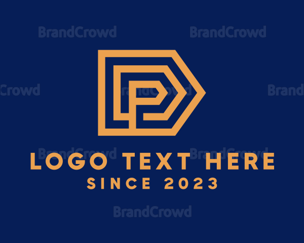 Letter DP Geometric Maze Outline Logo