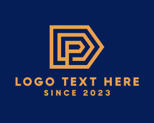 Orange - Letter DP Geometric Maze Outline logo design