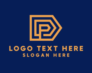 Letter DP Geometric Maze Outline Logo