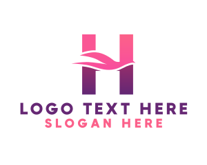Bird - Pink Dove Letter H logo design