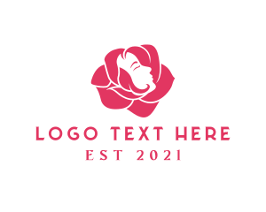 Pink - Woman Face Flower Rose logo design