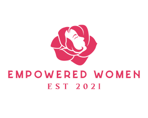 Woman Face Flower Rose logo design