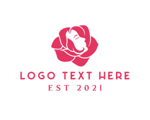 Rose - Woman Face Flower Rose logo design