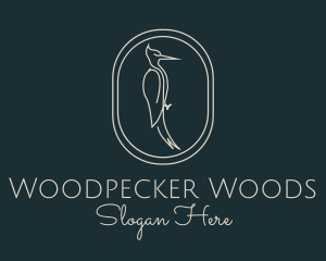 Minimalist Woodpecker Bird logo design