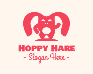 Cute Pink Rabbit logo design