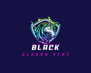 Streaming - Horse Unicorn Shield logo design